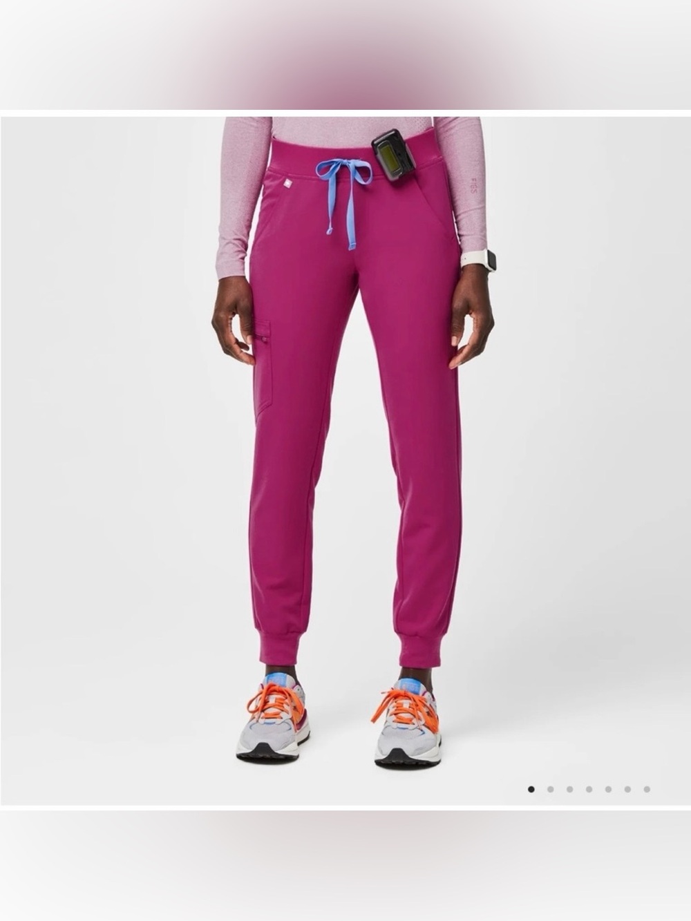 Figs Zamora Magenta Jogger with Blue Drawstring Scrub Pants Size XS PO 2524